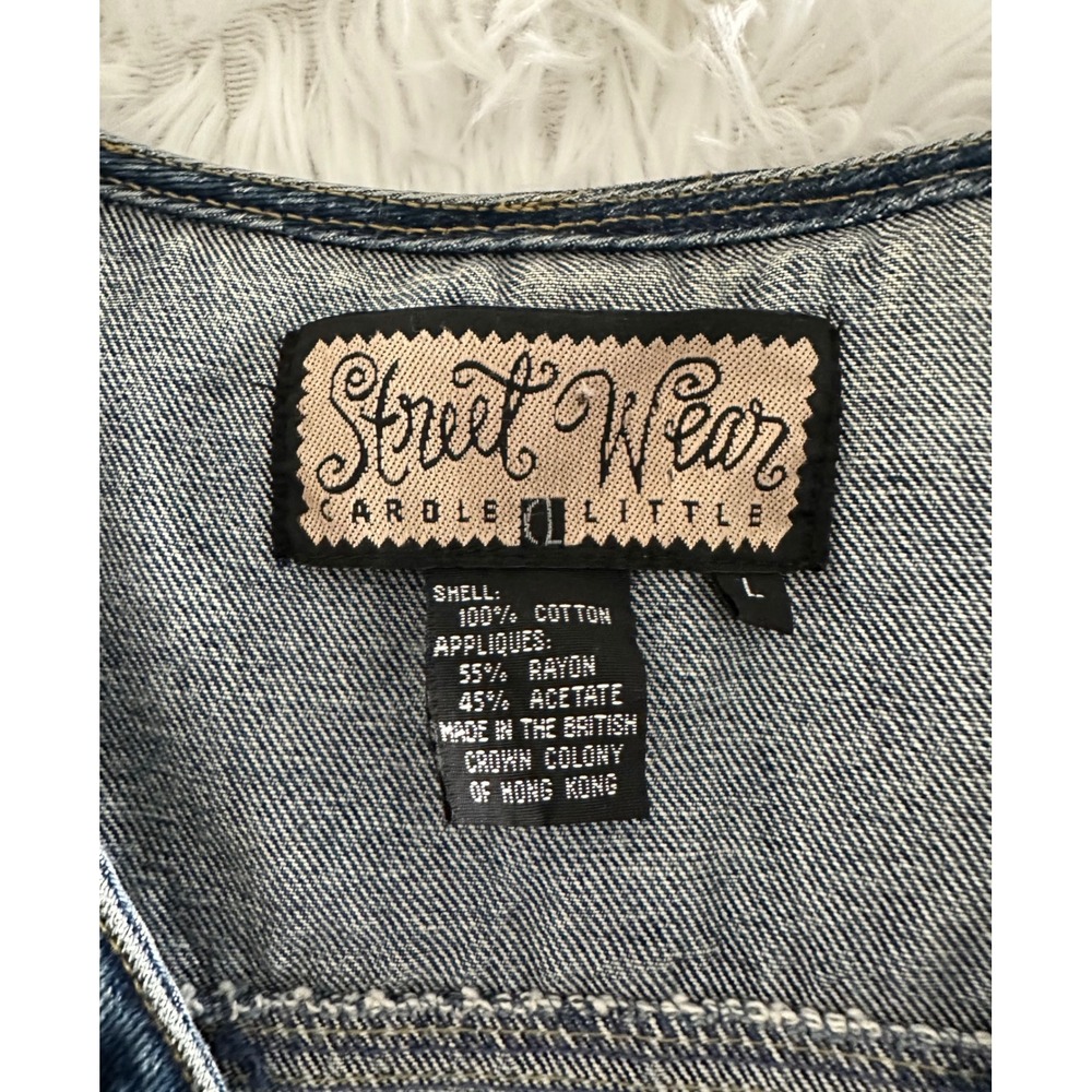 Street Wear Carole Little Denim Studded Vintage Vest sz L Large - Picture 7 of 7